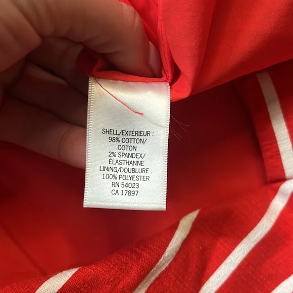 Banana Republic Skirt Back Zip Midi Striped Red, Size 6 - Picture 7 of 8